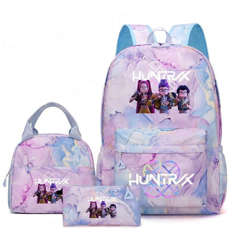 Kpopn Охотник на ведьм Рюкзак Школьный стиль Начальная школа Школьная сумка Дорожный рюкзак Набор из трех предметов