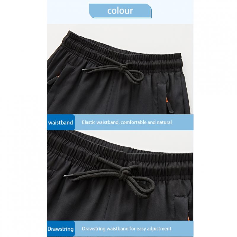 Летние эластичные шорты Ice Silk для мальчиков, легкие спортивные повседневные шорты из полиэстера, разноцветная спортивная одежда для больших детей, быстросохнущая