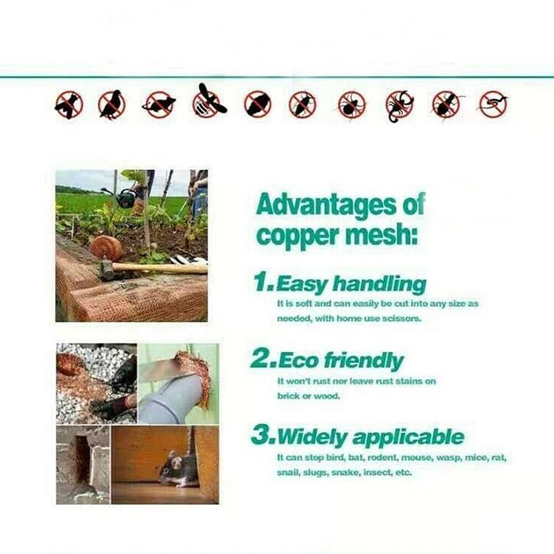 3/6/9/10/12/15.2M Mesh Roll Pest Control Woven Filter Mesh Wires Pure Copper Mesh for Snail Birds Mouse Rat Rodent Control Garden