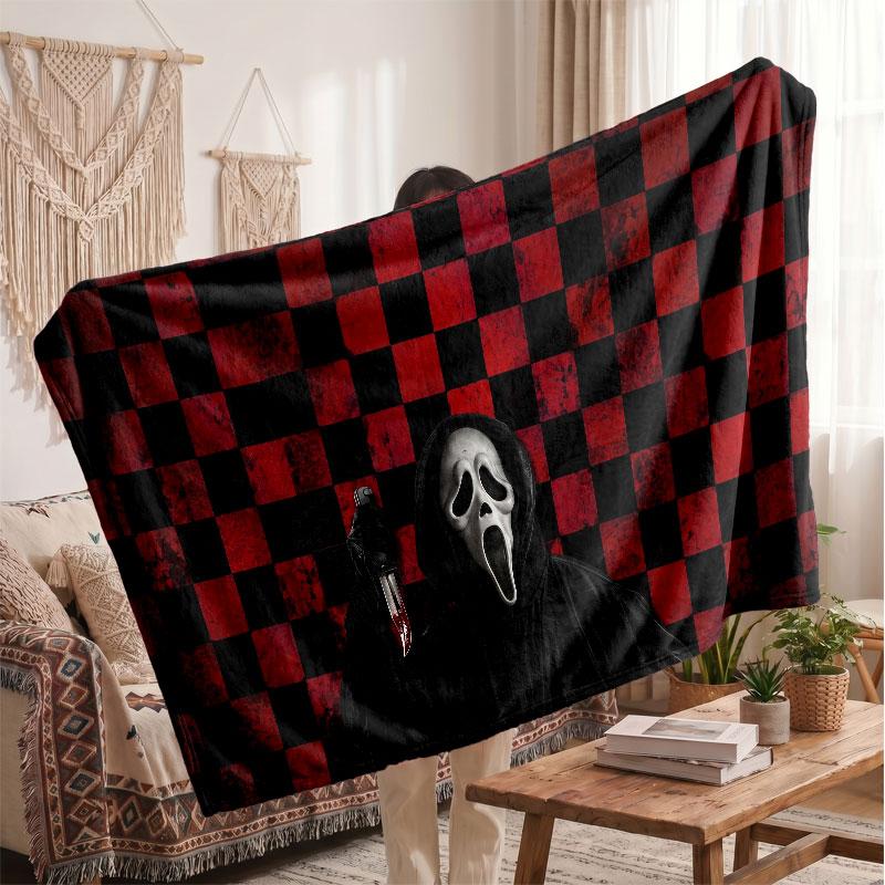 Warm Flannel BlanketScream Ghostface Soft Cozy Throw Blanket for Bedroom Couch