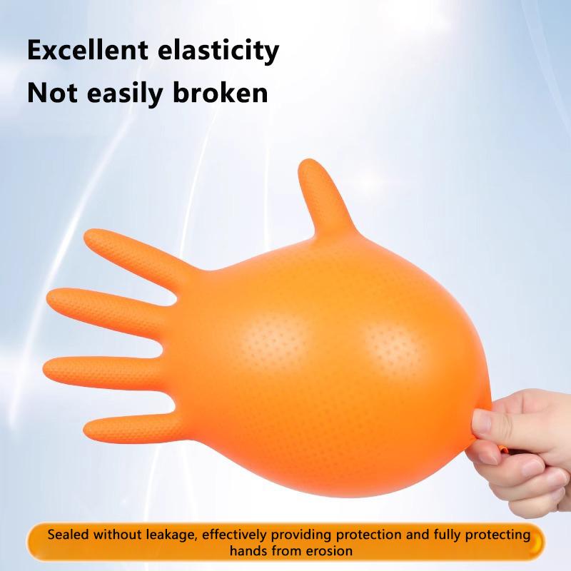 10/30 шт одноразовые перчатки с ромбовидной текстурой для механической безопасности и рабочих перчаток, прочные оранжевые нитриловые перчатки