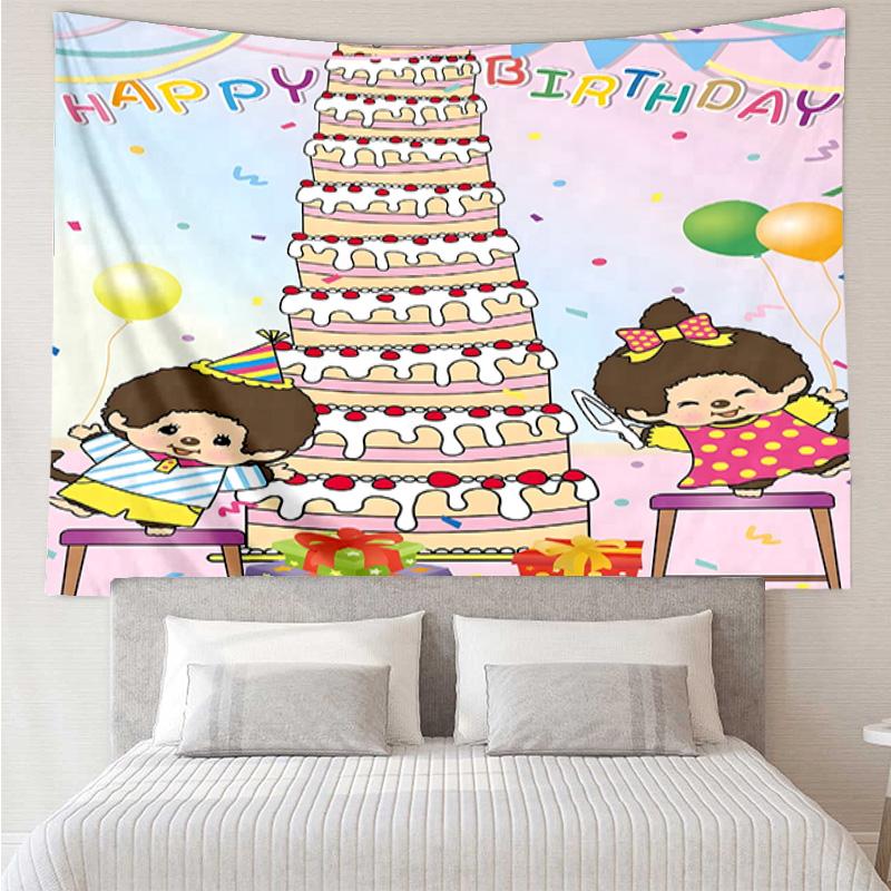Monchhichi1 Tapestry for Bedroom Aesthetic Classroom Tapestries Wall Hanging for Living Room Dorm Office,Ideal Creative Gift