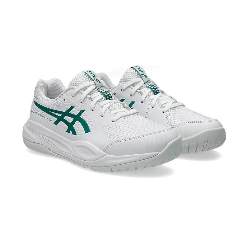 Asics Gel Resolution X GS Белые с Путч-зеленым Детские Кроссовки 1044A081-101