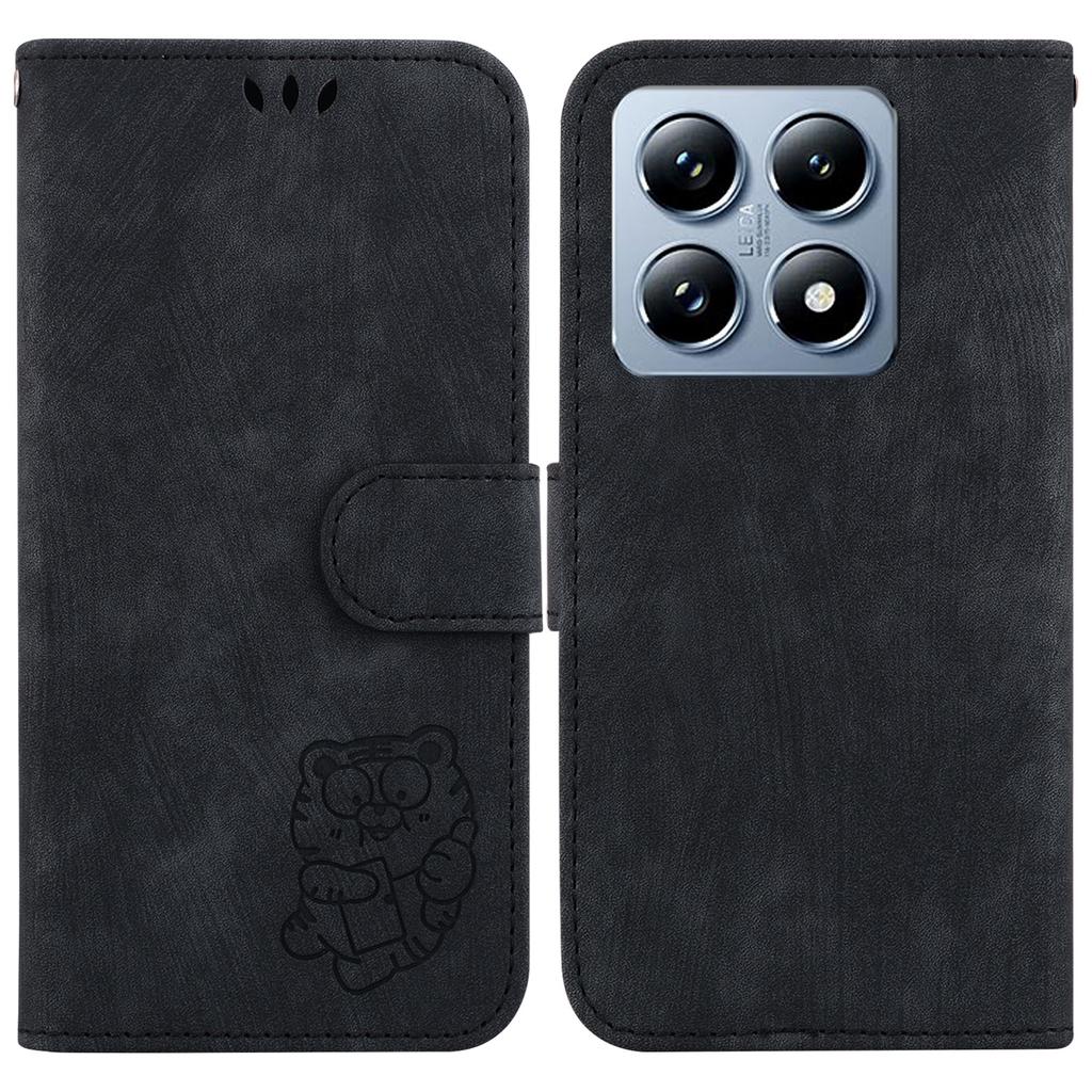 For Xiaomi 14T Pro Wallet Case Tiger Imprint Leather Shockproof Phone Cover