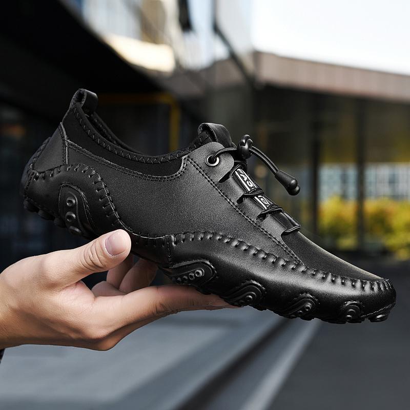 Fashion Men's Casual Sneakers Cow Leather New Driviers Outdoor Shoes Men Loafers Vintage Slip On Designer Flats Leisure Big Size 38-47