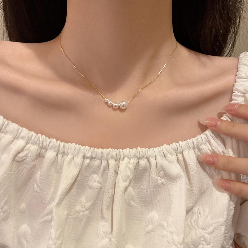 Ожерелье из титановой стали с змеиной костью и роскошным французским жемчугом — элегантный, летний, универсальный, не выцветающий дизайн