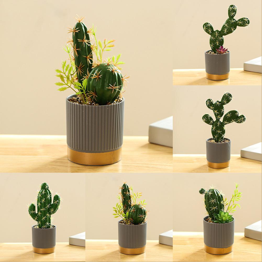 Искусственный кактус в горшке в богемном стиле для свадебного декора домашнего офиса