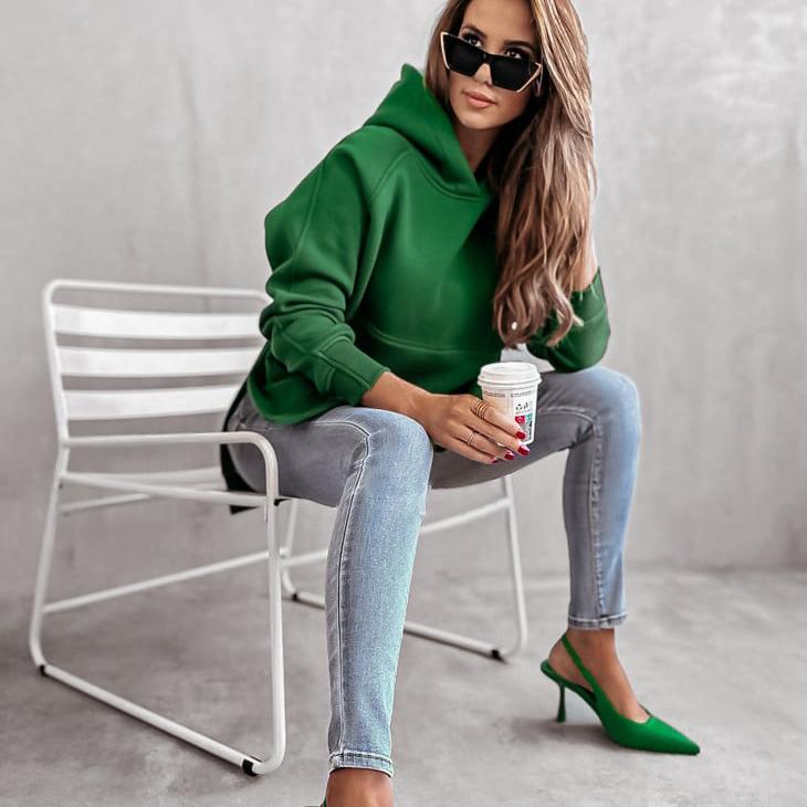 Осенний новый женский свитер с капюшоном, повседневный женский топ, универсальный женский разделенный свитер