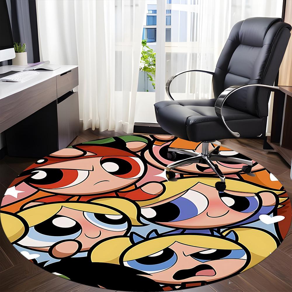 1pc Powerpuff Girls Office Round Area Rug, Under Office Chairs Bedroom Living Room Home Decor, Room Decoa1022134