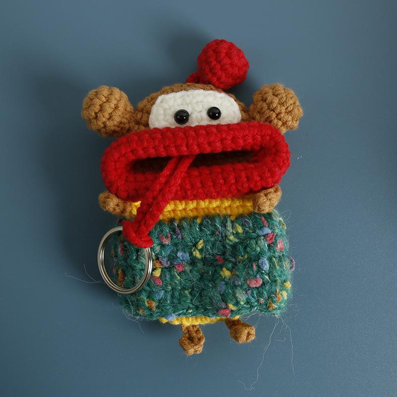 Забавные вязаные крючком брелоки Вязание Милая кукла с сосисочным ртом Держатель для ключей Полезная вязаная сумка для хранения Брелоки для автомобильных ключей Оптовая торговля