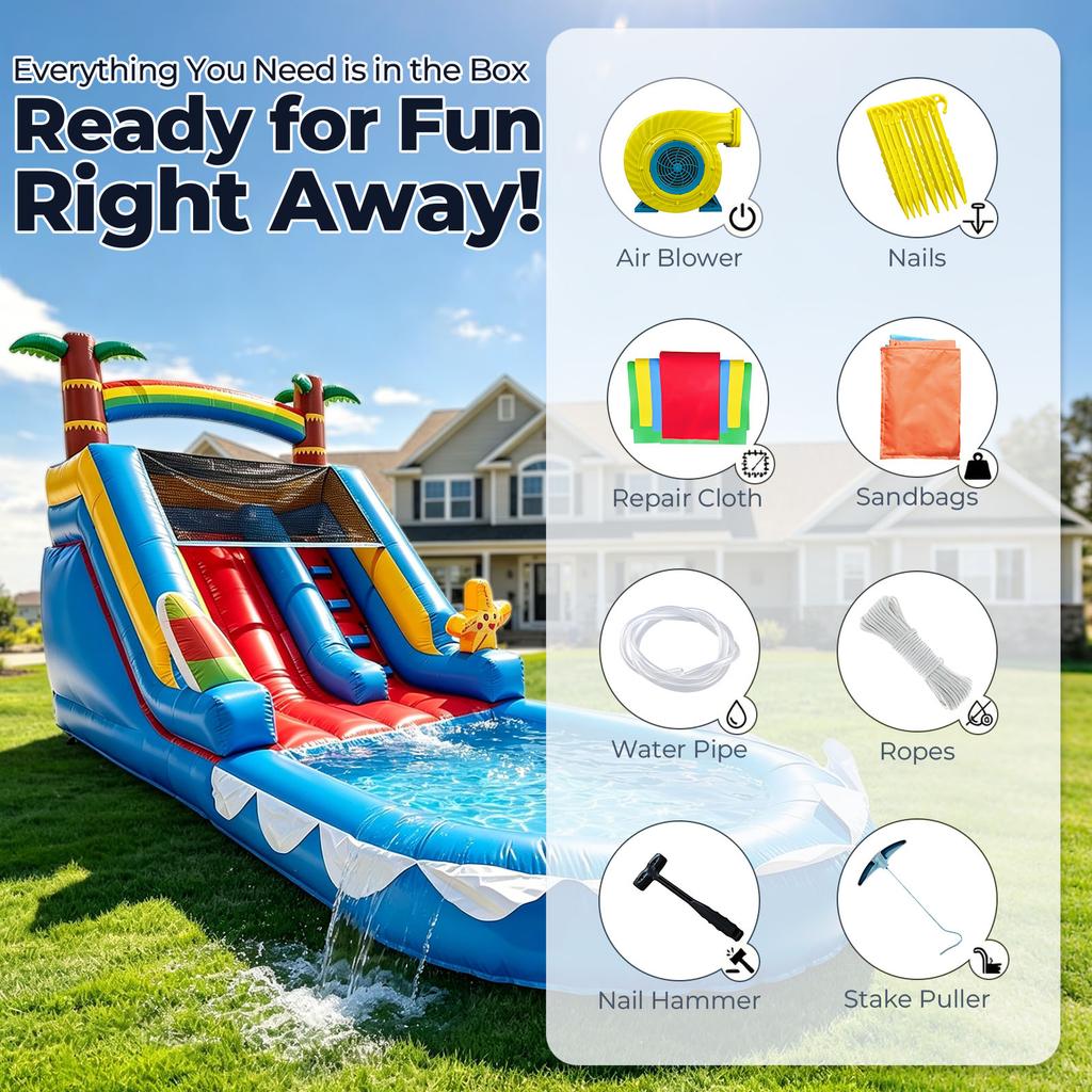 Durable PVC Inflatable Slide Outdoor Summer Party Fun Palm Tree Water Slide for Adult Kids Family Event/ Commercial Event