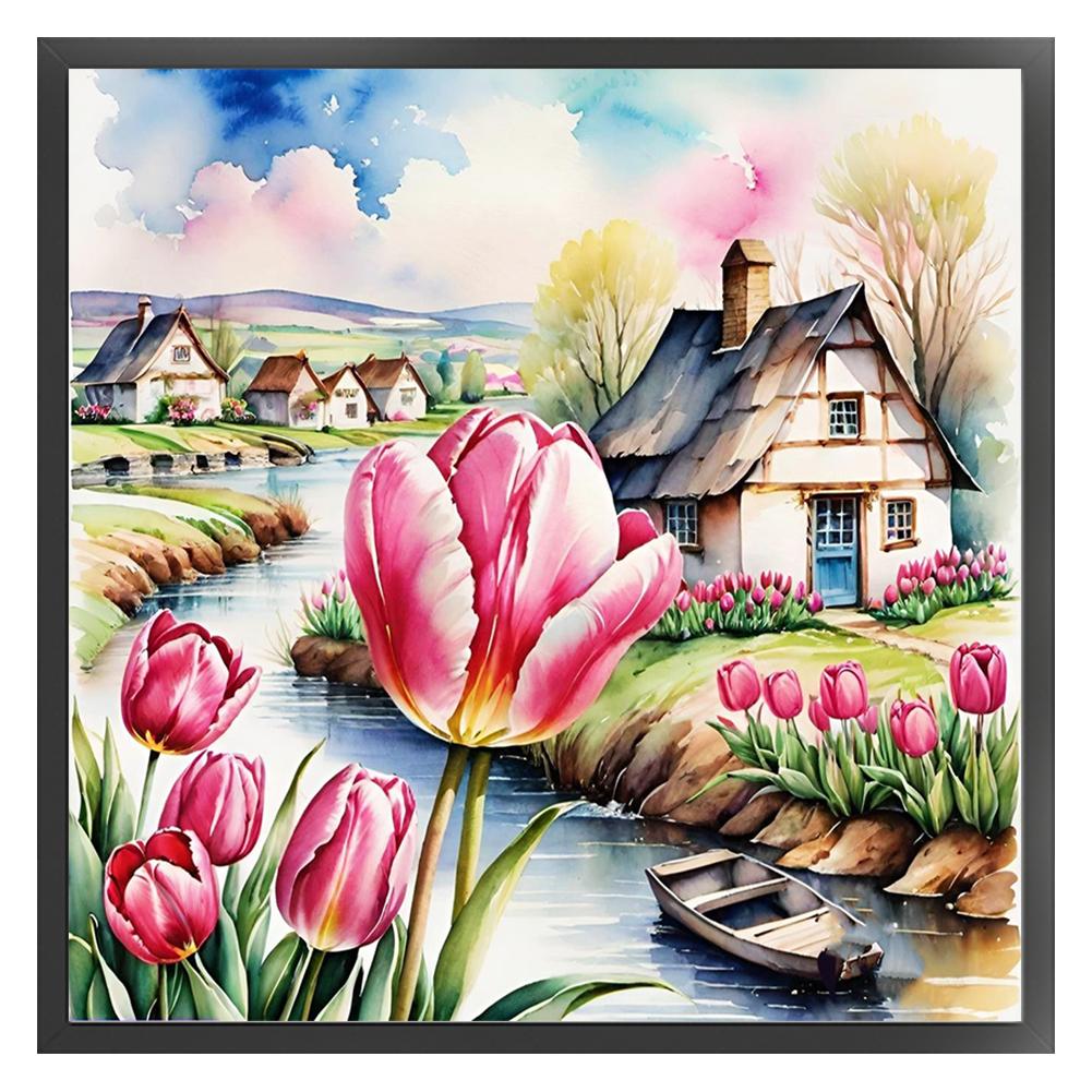 T0# Полная вышивка Эко-хлопковая нить 11CT Печатный цветок Набор для вышивки крестом Искусство