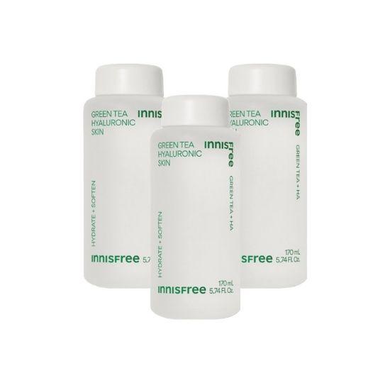 Innisfree Green Tea Hyaluronic Skin Vegan Hydrating Toner 170ml × 3