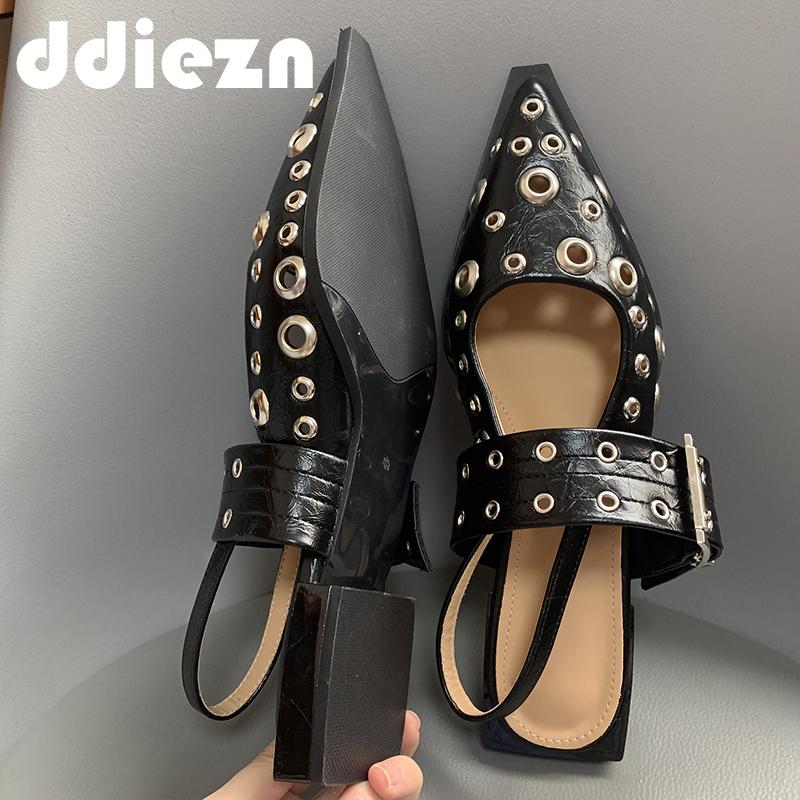 Fashion Women Shoes For Sandals Square Heel Strap Footwear Fashion Metal Buckle Female Casual Slingback Ladies Sandals Shoes 2025