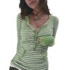 Женские трикотажные топы с длинным рукавом, повседневные полосатые свитера на пуговицах 3/4 с карманами для клубной уличной одежды