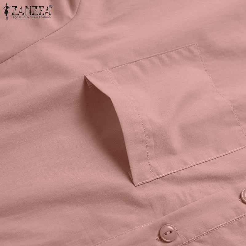 ZANZEA Women Casual O-Neck 3/4 Sleeve Loose Summer Blouse