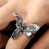 Gothic Vintage Distressed Angel Silver Color Ring Ancient Silver Punk Hip Hop Couple Rings Party Jewelry Gift Anillos Mujer