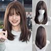16 Inch Straight Bangs Wig Fiber Synthetic Wig Heat-resistant Non-Glare Natural Soft Cosplay Hairpiece For Women Korean Fashion