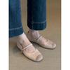 Sheepskin Version~ Retro Soft-soled Leather Splicing One-word Belt Mary Jane Single Shoes Women's Shallow Commuter Flat-soled Ballet Shoes