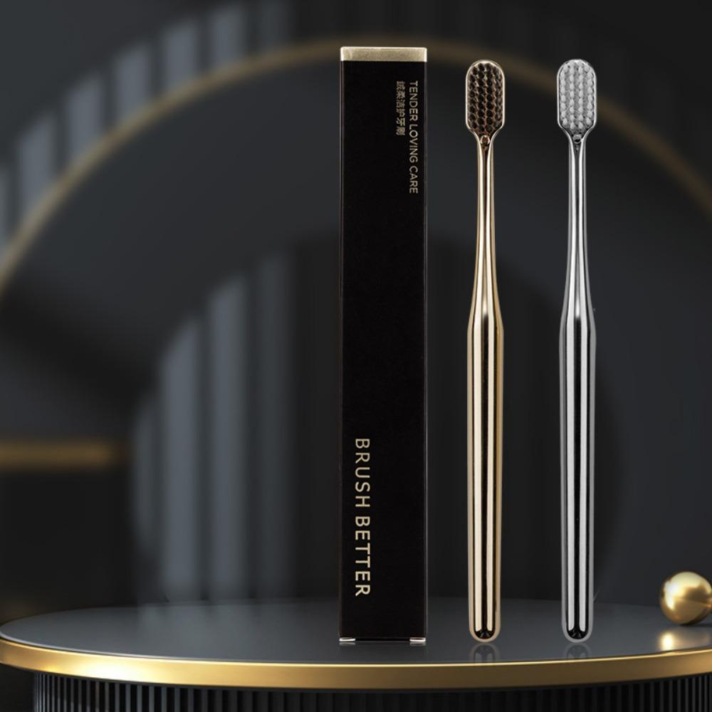 Gold Silver Soft Toothbrush Electroplate Dental Brushes Luxury Adult Tooth Brush Men