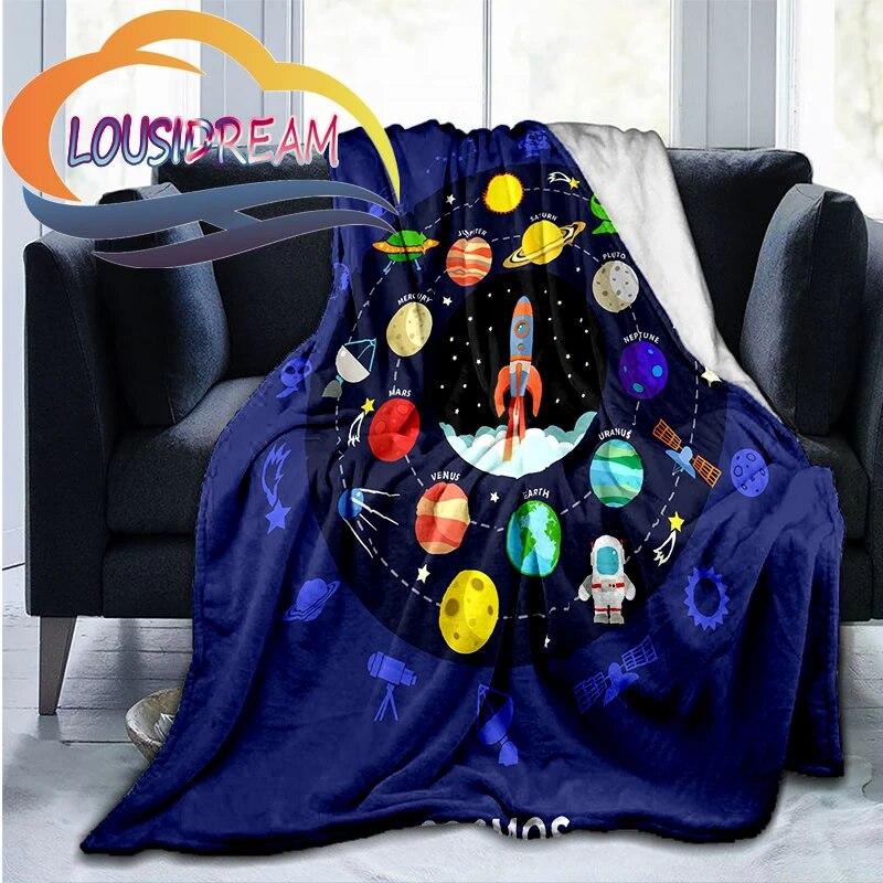 Space Universe Vector and Many Planets In Galaxy Series Wool Blanket Cashmere Fashion Flannel Blanke