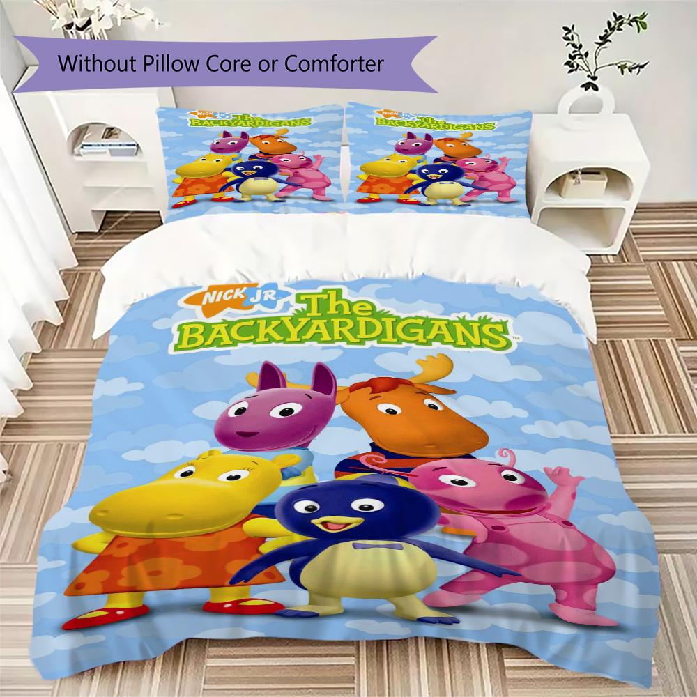 Backyard Heroes cartoon Pattern Bedding,Quilt Set Quilt Cover Pillowcase Home Birthday Gift (1*duvet cover+2*pillowcase,without core)XSJT0917334