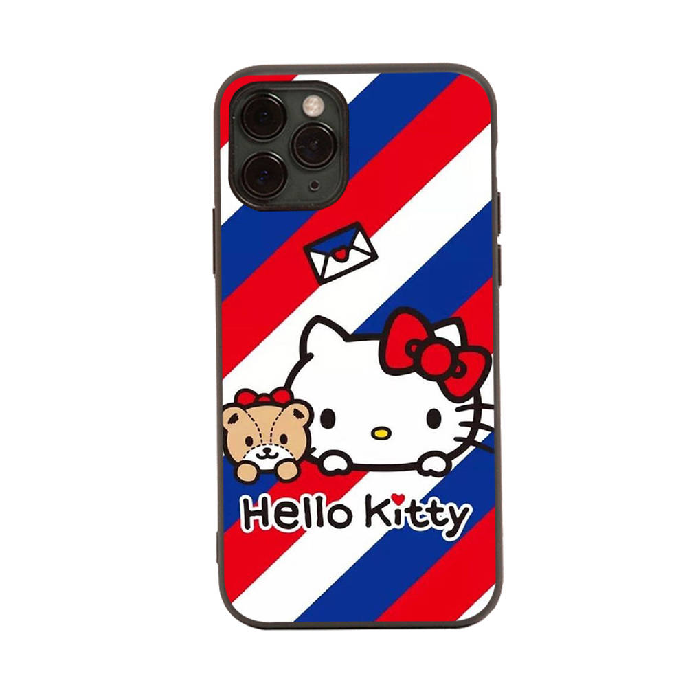 HK1 Hello Kitty Black Sofe Case for iPhone 16 15 Plus 14 13 Pro 8 SE XR XS Max P30 Nova 5T Y5P Y6 Y7 Y8P Y9 Realme C30 C33 C31 VIVO Y36 V27