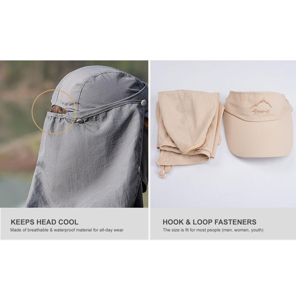 Sun Cap with Removable Face Neck Cover Flap Quick Dry Breathable Fishing Hat Summer Outdoor Sun