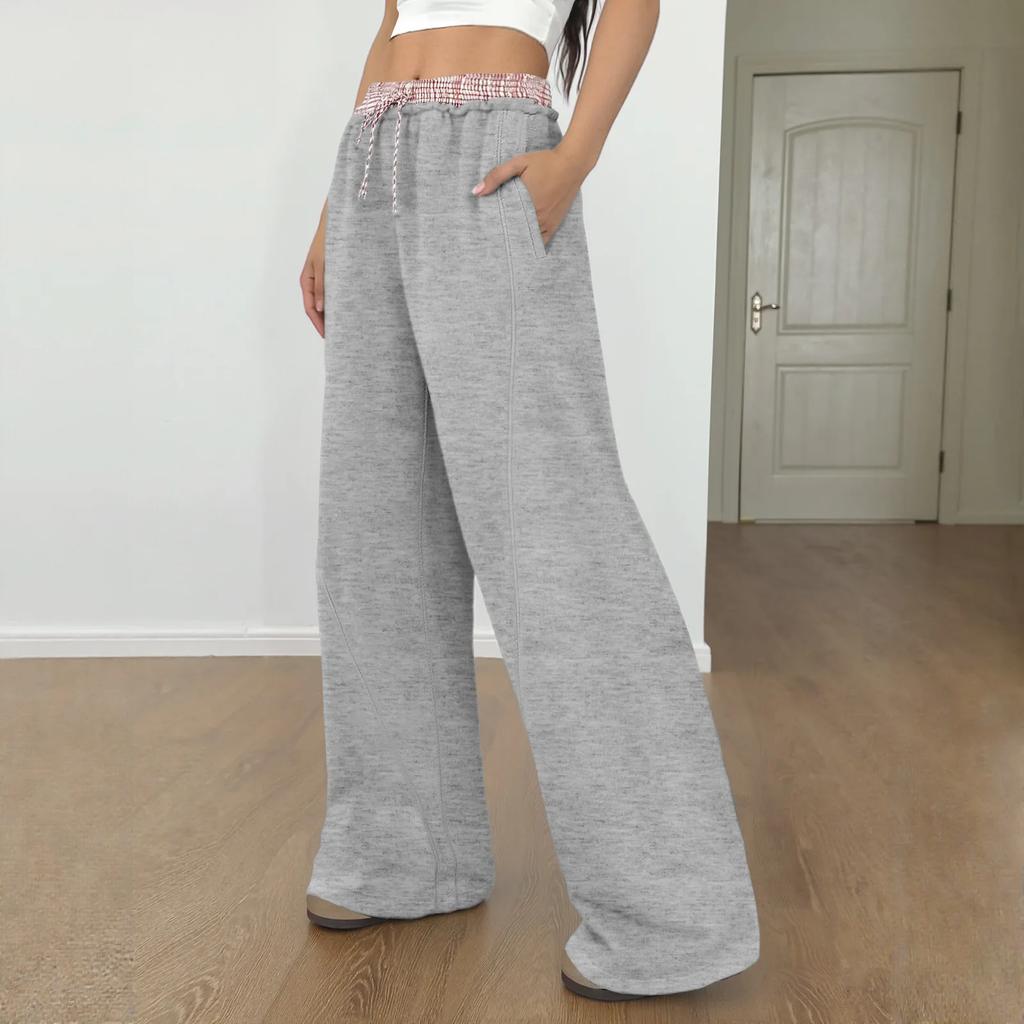 Спортивные штаны широкие с эластичной талией, брюки с высокой посадкой, повседневные штаны для женщин, новинка 2025