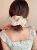 1pc Rose Flower Bow Lace Edge Large Intestine Hair Ring, Spring Elegant Flower Head Rope, High-end Ponytail Delicate Head Rope