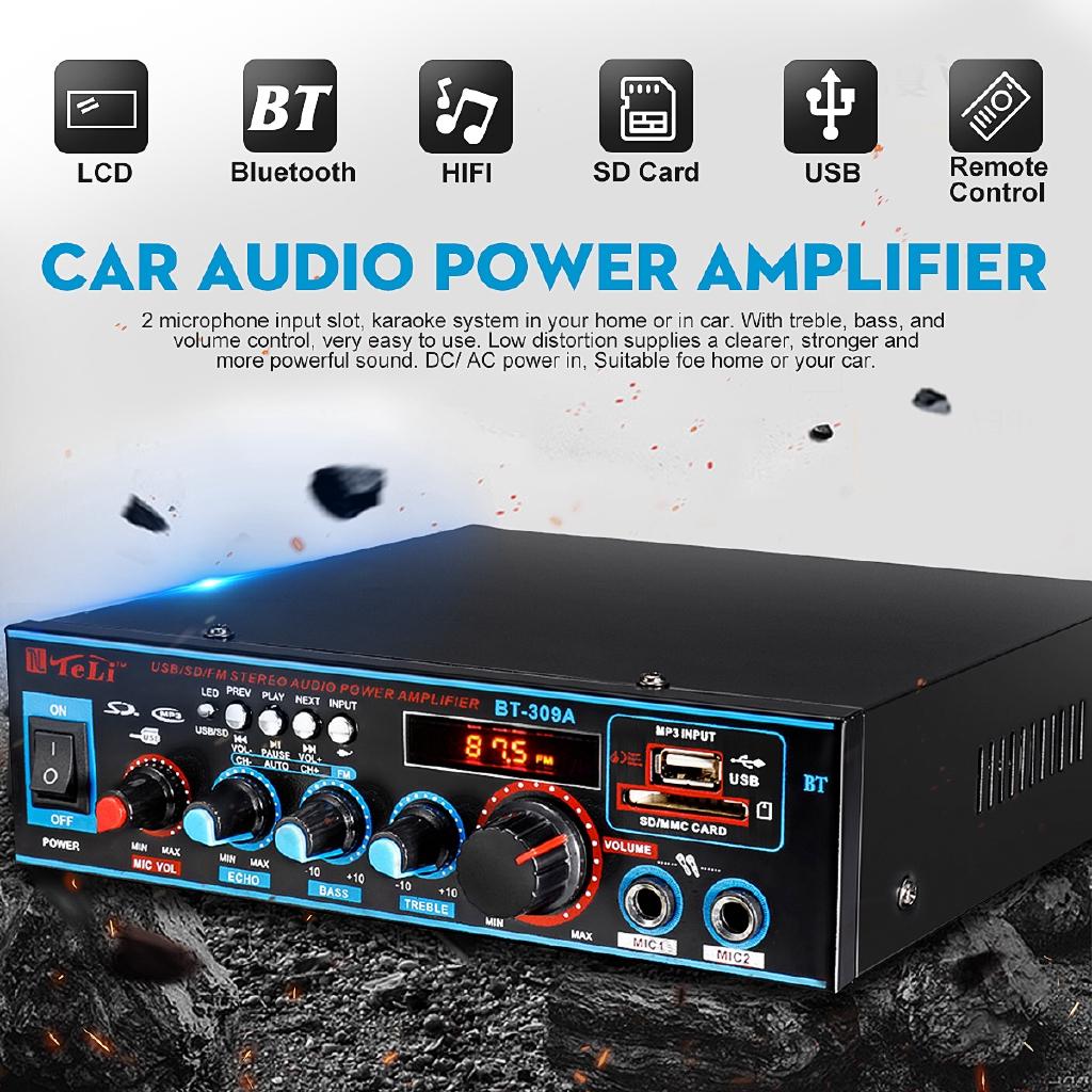 12 В/AC 220 В HIFI аудио стерео усилитель мощности Bluetooth FM-радио автомобильный домашний караоке аудио усилитель
