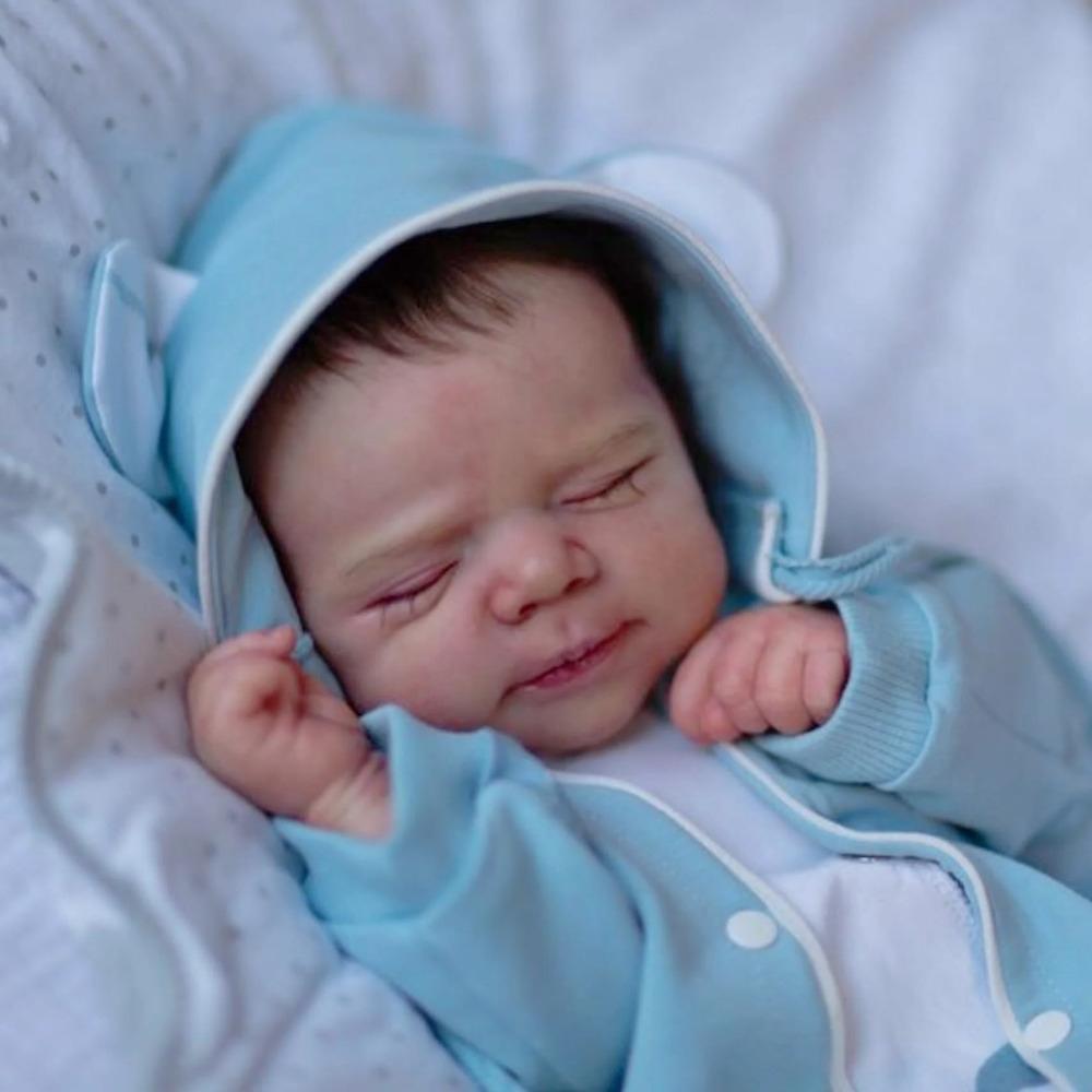 BZDOLL 18 дюймов 45 см Спящая кукла-реборн с кожей, расписанной 3D-красками, и видимыми венами Игрушка (Мягкий винил, Тканевое тело) Реалистичная Новорожденная Кукла Бебе Девочка Подарок на День Рождения