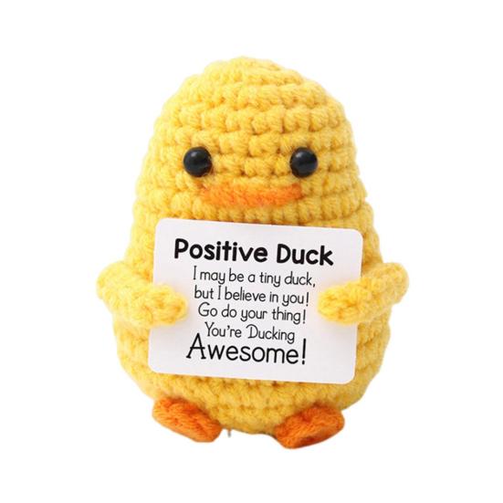 Positive Crochet Shark Doll with Encouraging Card Emotional Support Handmade Knitting Yellow