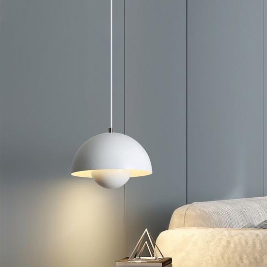 Simple Flower Shape Lampshade Small Chandelier Adjustable Wire Length Three Light Colors Modern Globe Kitchen Dining Room Ceiling Lamp