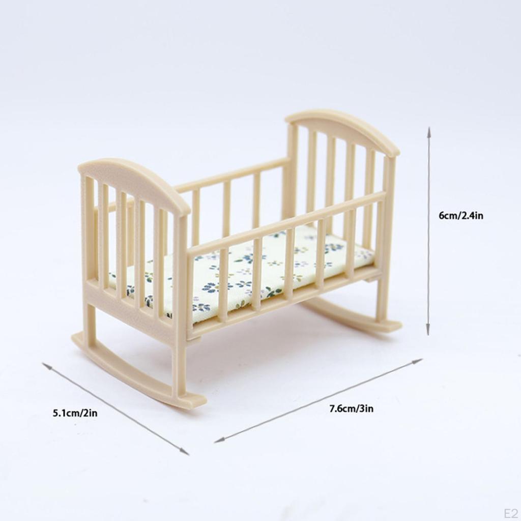 1:12 Miniature Crib Bed Accessories Modern Dolls House Furniture Toy Doll Cradle Ornaments Pretend