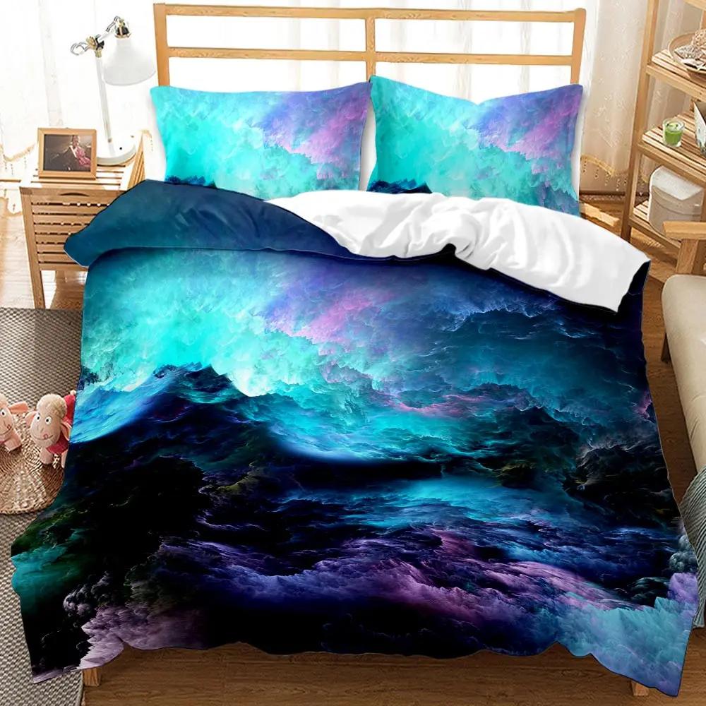 3D Galaxy Duvet Cover Set Single Double Twin/Queen 2pcs/3pcs/4pcs Bedding Sets Universe Outer Space Themed Bed Linen 2