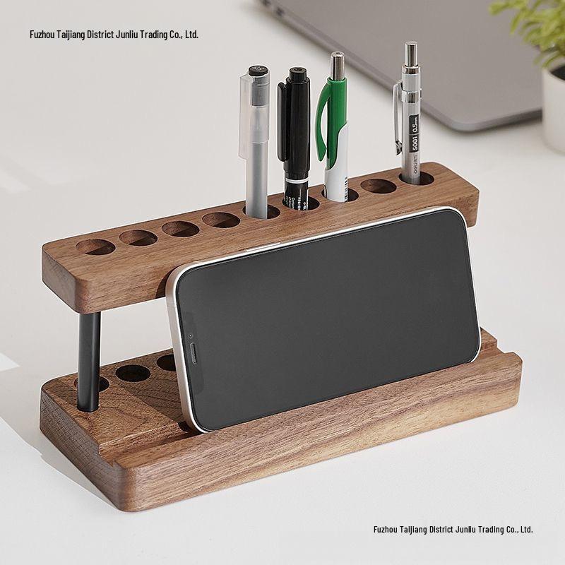 Ретро Деревянный Держатель для Ручек и Многофункциональная Подставка для Телефона