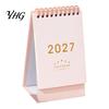 Simple Table Calendar 2027 Desk Calendar, Standing Flip Desktop Minimalist Gold Foil Cover Academic Year Monthly Planner, Thick Paper for Note Taking,