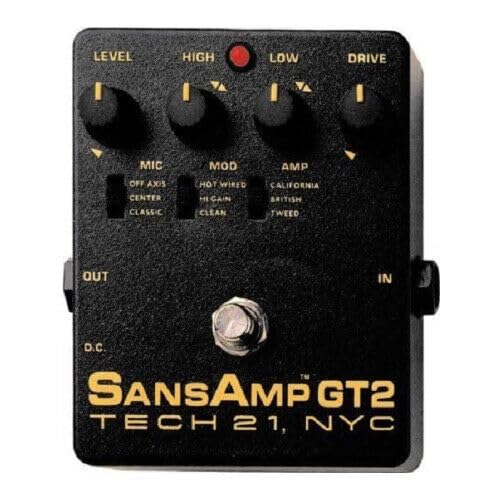 TECH 21 GT2 SansAmp Analog Amp Simulator & Overdrive/Distortion for Guitar