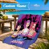 Custom Name KPop Cartoon Beach Towel Microfiber Beach Towel, Lightweight and Quick-Dry, for Summer Travel, Swimming Pool Gift