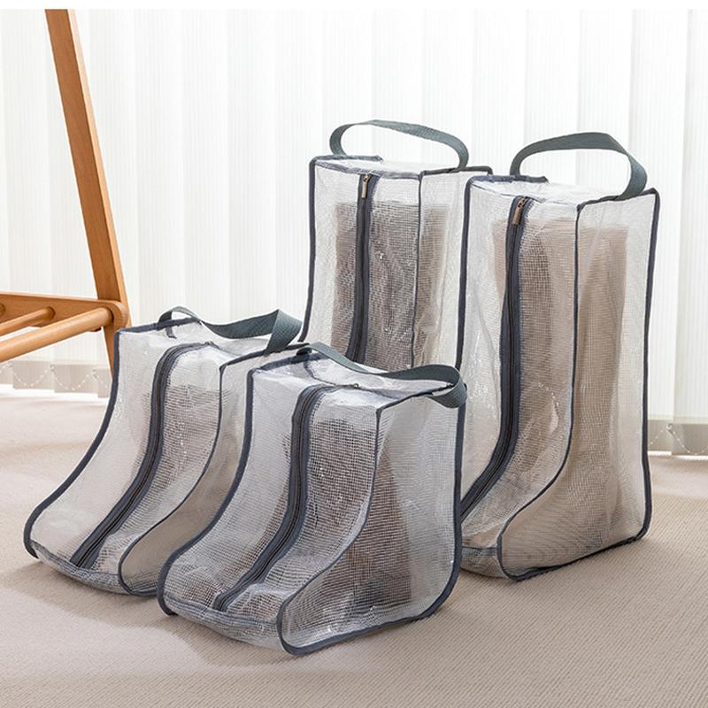 Boots Storage Bag Waterproof Dustproof Transparent Shoes Protection Bag Zippered Portable Boots Pocket Household Travel Storage MIT