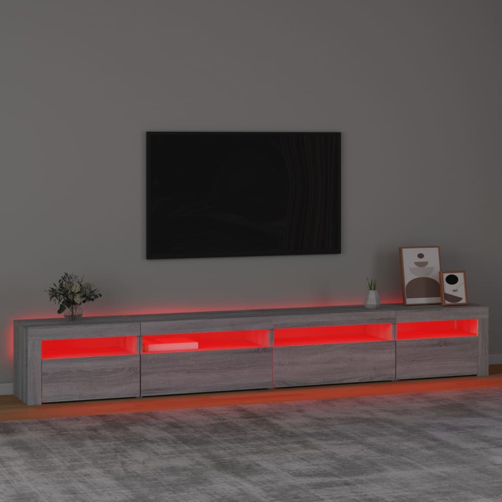 TV Cabinet with LED Lights Grey Sonoma 270 x 35 x 40 cm