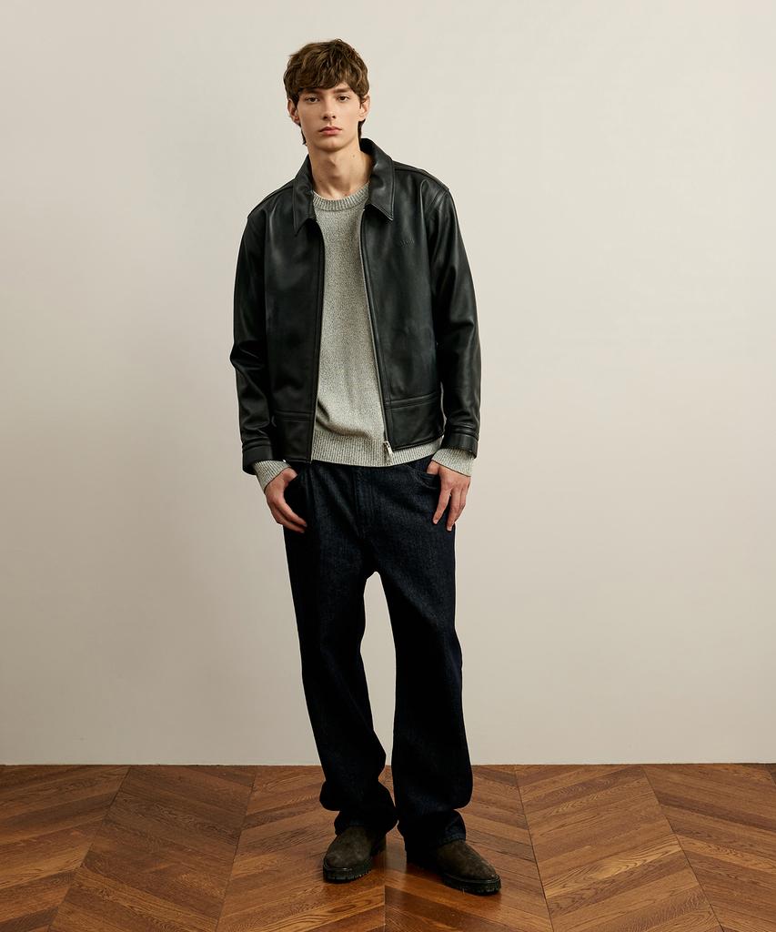 SATUR Vintage Real Leather Jacket Black