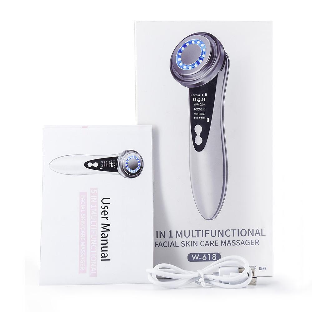 EMS Facial Massager LED Light Therapy Sonic Vibration Wrinkle Removal Skin Tightening Warm Cool Treatment Skin Care Beauty Device