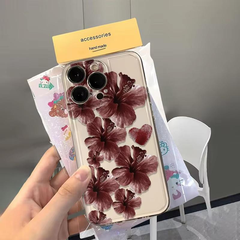 Red Lily Print Clear Phone Case For Xiaomi Mi Poco X6Pro X6 X7 X5 Pro Mi Poco F7 Pro F6 F5 Silicone Cover