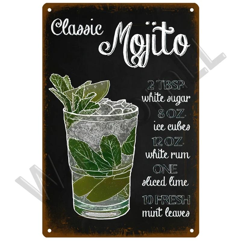 Tin Sign Decor Cocktail Metal Sign Plaque Metal Plate Vintage Iron Poster Wall Art Painting For Pub Club Man Cave Bar Decoration