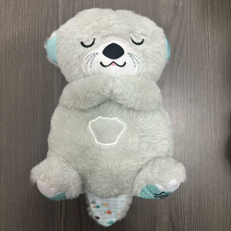 New Breathing Otter Plush Toy with Music & Light, Soft Cuddly Stuffed Animal, Soothing Companion for Kids, Cute Gift for Girls