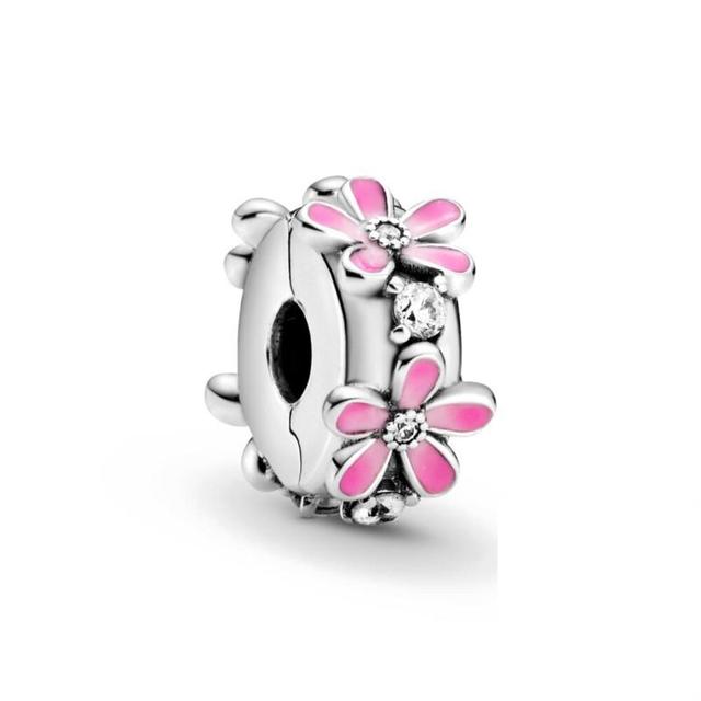 New Sparkling Pink Hearts Butterflies Sparkling Crown Clip Charm Bead Fit Original Fashion Diy Bracelet Jewelry For Women