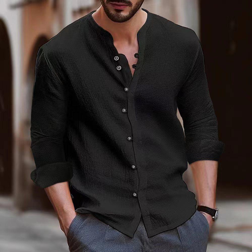 Hot Sale Hawaiian Fashion Men's Retro Button Cotton and Linen Casual Short Sleeve Shirt Pure Cotton