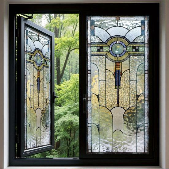 Пленка для конфиденциальности витражного окна Винтажная декоративная матовая Статическое прилипание Водонепроницаемая ПВХ Многоразовая Блокирующая УФ-излучение Наклейка на стекло Покрытие